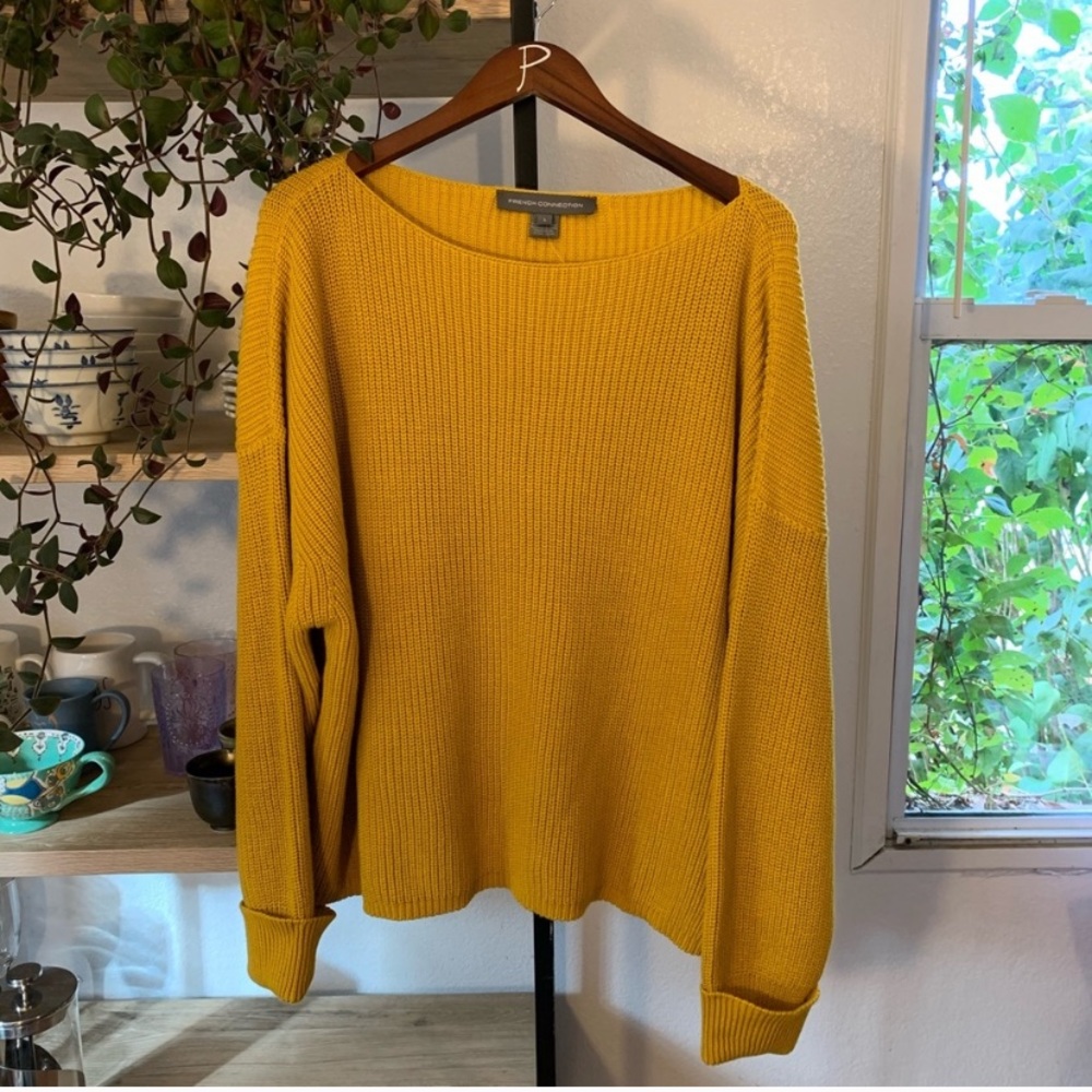 French connection oversized cozy sweater yellow